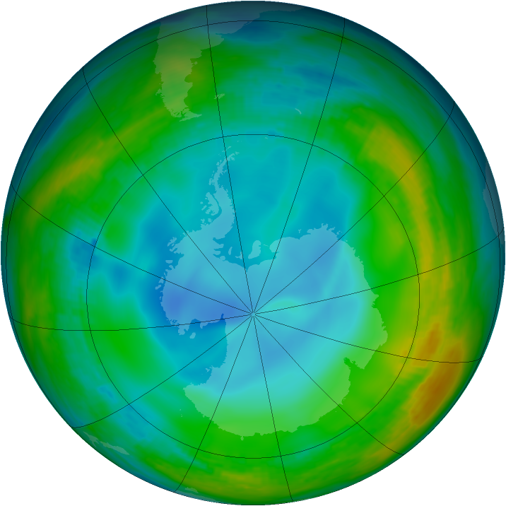 Antarctic ozone map for 08 June 1984